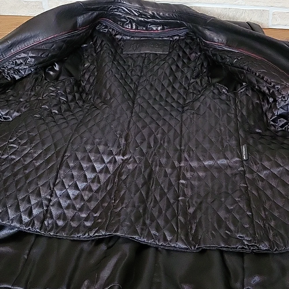 ROSLEEN Mid Length Soft Leather Jacket Belted Buttons - Picture 8 of 15